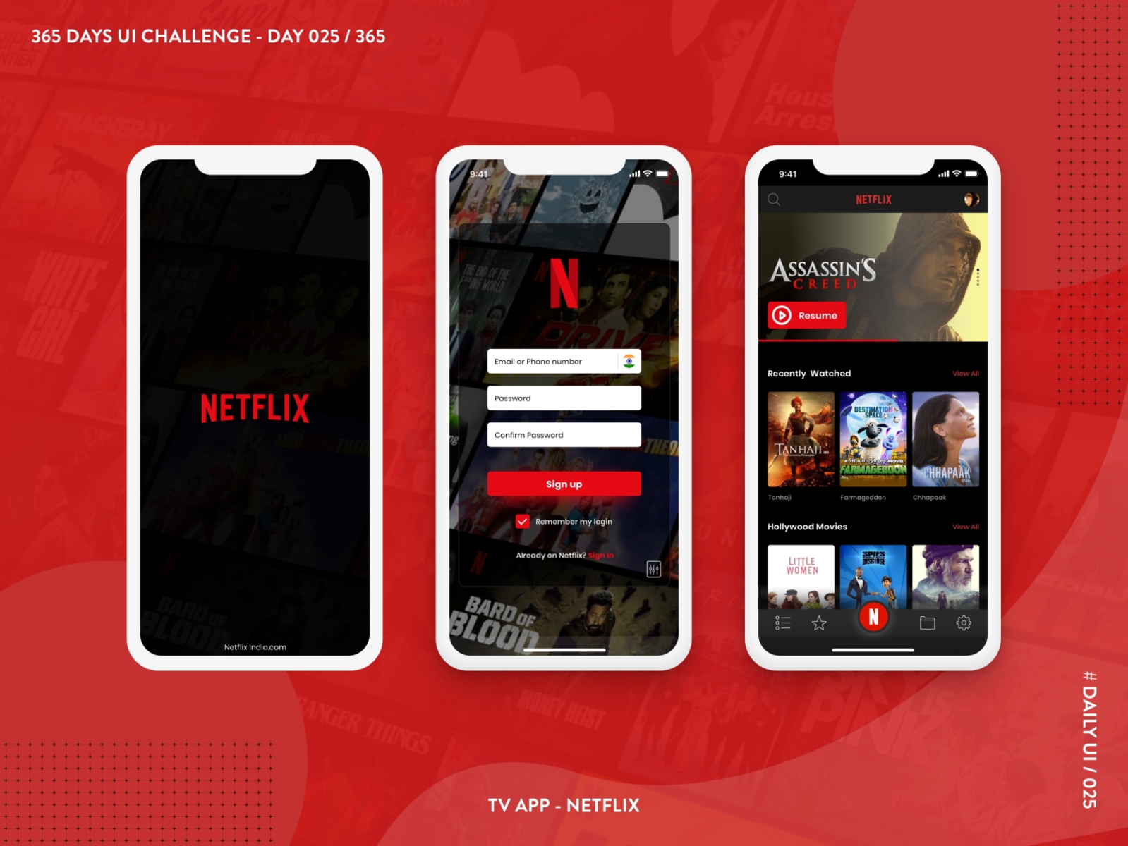 365 DAYS UI CHALLENGE Day 25/365 Netflix App Redesign by k