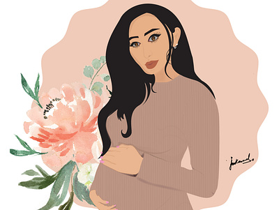 vector illustration of pregnant lady illustration