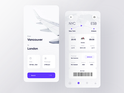 Flight Ticket Booking App | Part 1 aircraft airline airplane airplanes airport bill buy design fly location minimal reception sell ticket ui ux