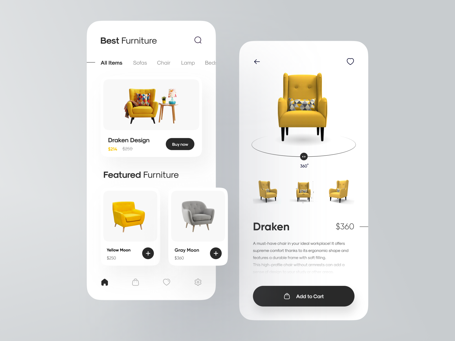 Furniture App by R Min Max for Aqua Design on Dribbble