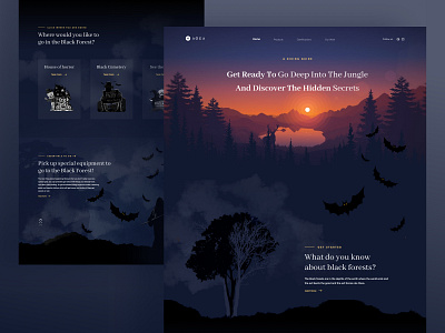 Nature Discovery animation dark dark mode discover discovery explore graphic design halloween horror jungle landing page mac motion graphics nature travel trend ui uiux ux website