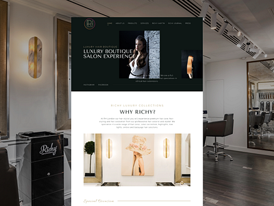 Website for Luxury Hair boutique RICHY TM in London beauty black gold create website hair salon landingpage luxury brand luxury website uiux uiuxdesign webdevelopment website website builder website design