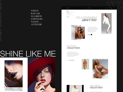 Webdesign for Luxury Jewelry SHINE LIKE ME. Beyonce COLLECTION beyonce black white brand create website fashion jewelry luxury starring uiuxdesign web design web designer webdevelopment website design