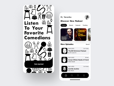 Stand Up Comedy podcast app concept design icon minimal mobile podcast typography ui ux vector