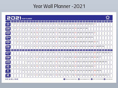 Year Wall Planner calendar calendar design calender company corporate identity table calender wall calendar design yearly