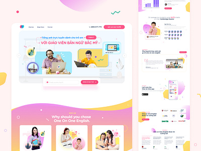 Educational English website - One on One branding colorful design educational graphic design kiddy logo playful school ui uiux website