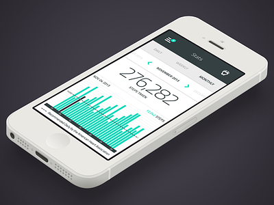 Pedometer App app design flat health app interface ios7 pedometer turquoise uiux