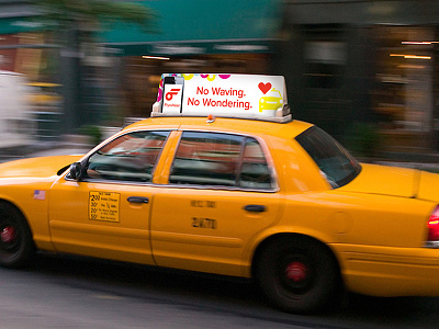 Flywheel Cab Top ad advertisement app banner cab environmental san francisco taxi