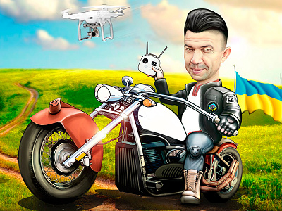 Ukrainian biker illustration art draw graphiс illustration illustrator motorcycle photoshop ukraine