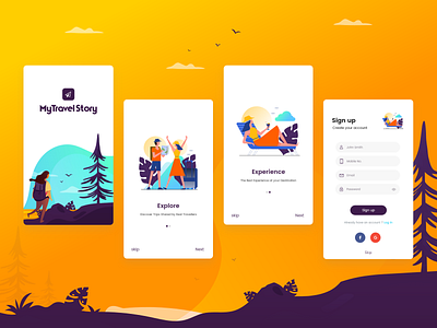 Travel App UI_V2 android app screens app ui illustrations ios landscape logo mobile app ui my travel story nature sign in signup splashscreen tourism travel app ui ui uidesign uiux uxdesign vectors