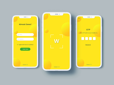 Splash-Login-OTP android app app design app design icon ui web ios guide app ui food app login ui splash ui ux vector yellow app ui