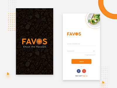 Favos Food App: Splash/Login
