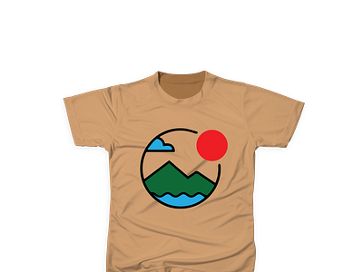 Sea ,Sun ,Hill Illustration T-shirt design