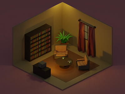 Retro livingroom 3d 3d art 3d illustration blender blender3d