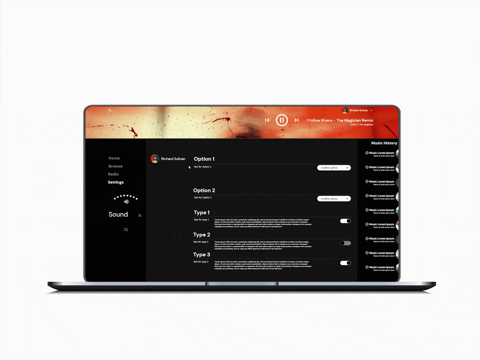 Creating a settings page! animation app dailyui 007 minimal profile settings page settings ui sound ui ux web design