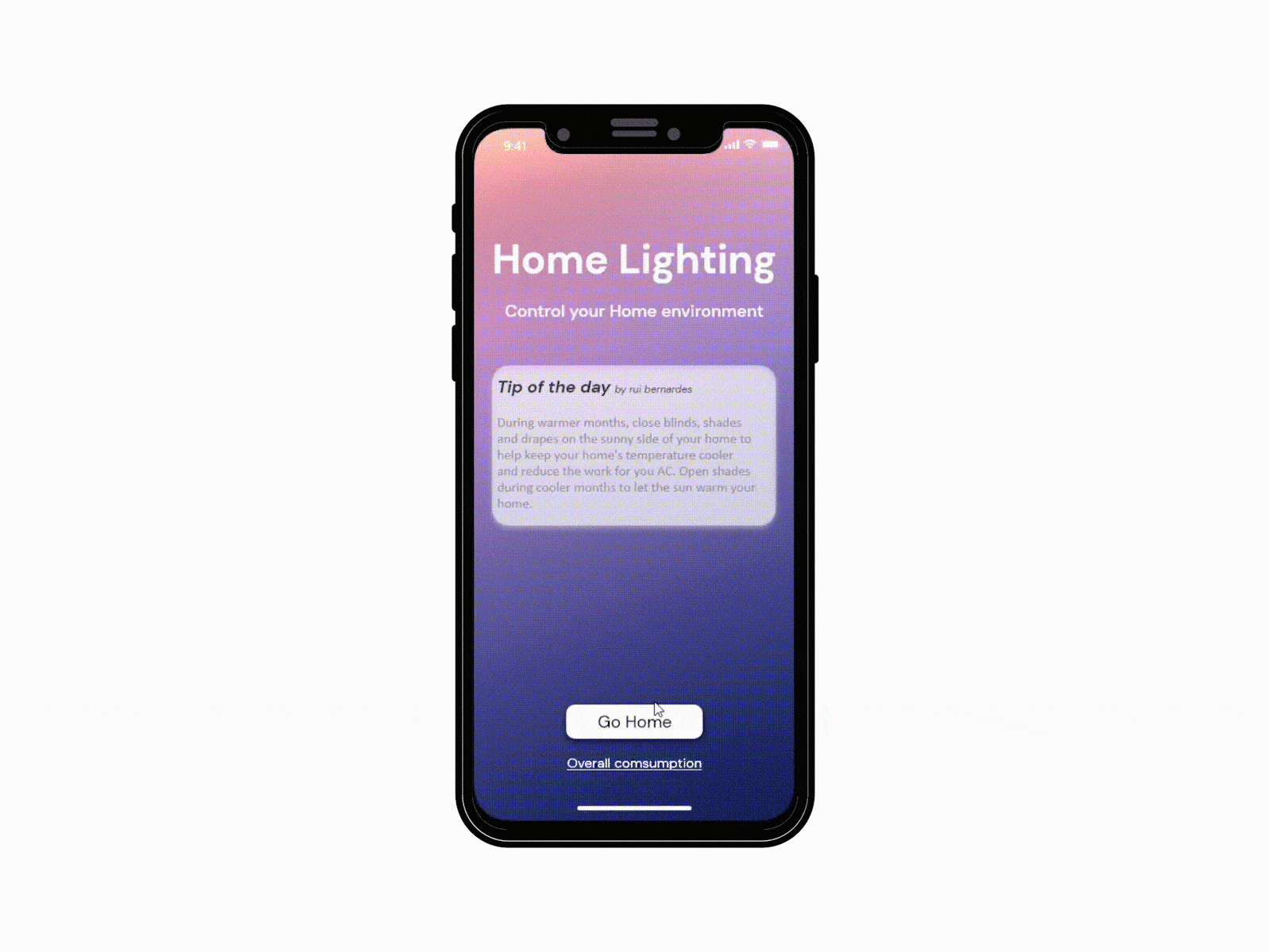 Home energy consumption app animatedgif animation app dailyui 015 home iphone light switch ui uiux