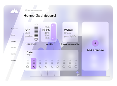 Home dashboard control dailyui 021 dashboard glassmorphism home house minimal ui