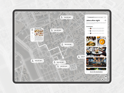 Interactive map, restaurants glass map maps minimal profile restaurant ui uiux