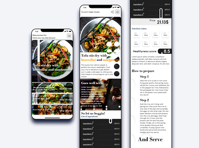 Recepies app, vegan category app food iphone recipe simple ui ui design