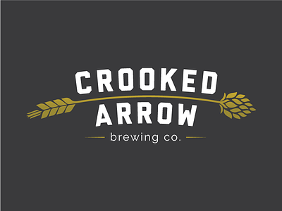 Crooked Arrow Logo barley beer brewing craft beer logo etc etc... gold logo hipster hops logo
