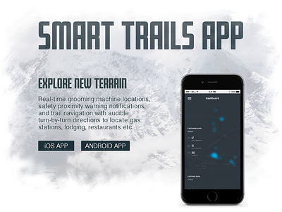 Trail Systems branding gps app minimal mountains navigation navigation app new age design smartphone snow mobile trail systems website