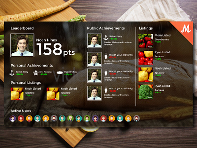 Mooch App app bootstrap bread cooking design food leaderboard mockup mooch poop smartfood website