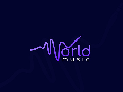 World Music branding colors flat icon logo logo design logodesigner minimal minimalistlogo music music logo music player purple color vector world logo