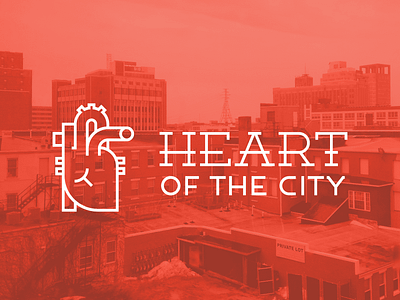 Heart of the City branding city custom type heart identity line logo