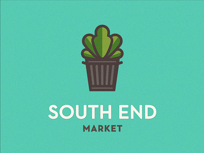 South End Market I branding farmers market fresh garbage can green grow logo plant