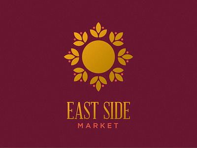 East Side Market I crops design farmers market gold grow hispanic logo plant rays sun