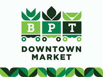 Downtown Market I branding cart circus downtown farmers market fresh green grow leafs logo train