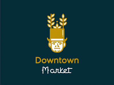 Downtown Market II barnum branding bridgeport character crops design farmers market gold leafs logo plant top hat