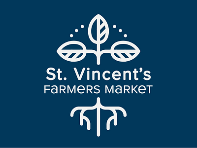 St. Vincent's Farmers Market I branding care cross design farmers market grow health leafs line logo plant roots