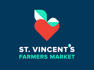 St. Vincent's Farmers Market II branding care design farmers market heart leafs logo red teal wellness
