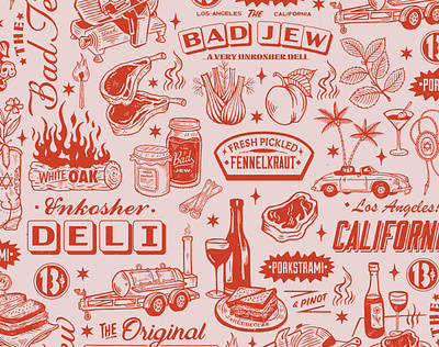 The Bad Jew bbq branding food hand lettering illustration kosher logo