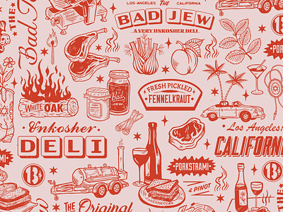 The Bad Jew bbq branding food hand lettering illustration kosher logo