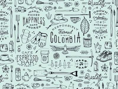 Colombian Pattern Design branding coffee explore food hand lettering illustration type working