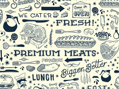 Mr.Subs Wrap Pattern branding explore food hand lettering illustration sandwich type working
