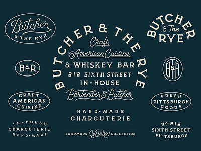 Butcher & The Rye Custom Lettering badges bartender branding butcher custom design hand lettering lettering meat