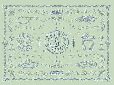 Meat & Potatoes Placemat branding craft explore food hand lettering illustration pittsburgh type working