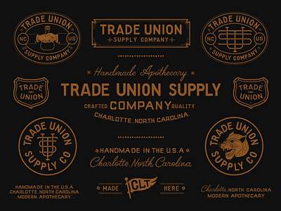 Trade Union Supply Dribblle barber barber logo branding hand lettering illustration lettering lockup