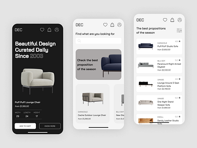 DECO mobile app app application branding furniture modern ui ux