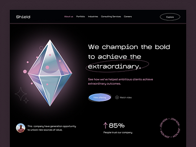 Shield - landing page business crypto cryptocurrency finances graphic design landing page modern motion graphics nft ui