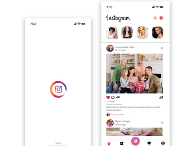 Instagram UI Re-design Concept app design facebook instagram minimal socialmedia uiux ui ux uxdesign uxui