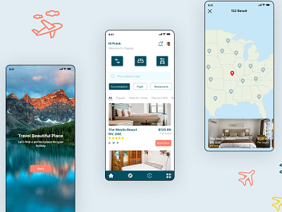 Travel - App Design Exploration app design booking clean flight booking hotel hotel booking ios mobile app design mobile design product design room booking ticket app travel agency ui design uiux