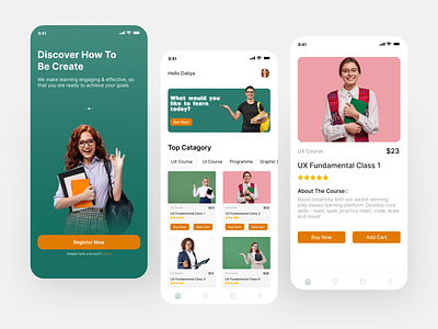 E-learning -- Education Mobile App clean e learning education learning platform mobile app mobile app design mobile design online course online learning online school study app trending ui ui design ui ux