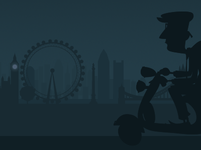 A Scooterist in London big ben london london eye mods scooter silhouette skyline