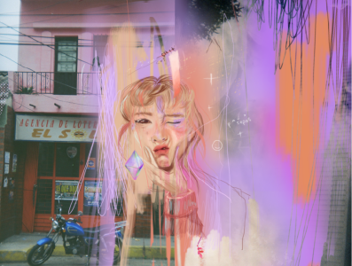 facial expression study digital painting illustration mixed pink