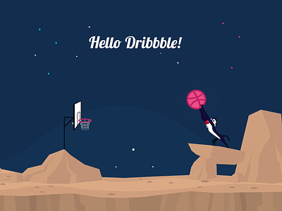 Hellow Dribbble ball debut dribbble first shot illustration invitation thanks