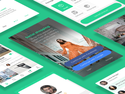 New social shopping app in progress branding design details feed flat mobile ui ux